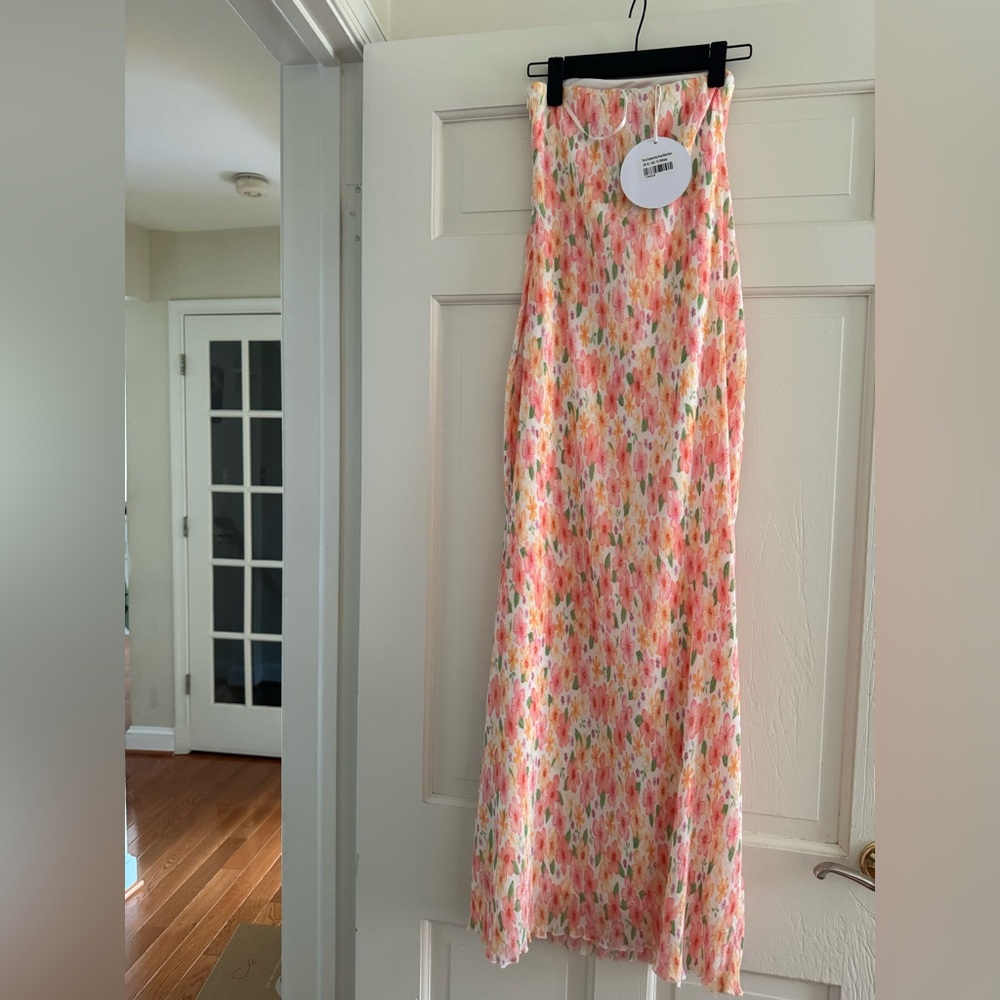Tiarna Strapless Maxi Dress white/floral from princess polly size US 8: w tags